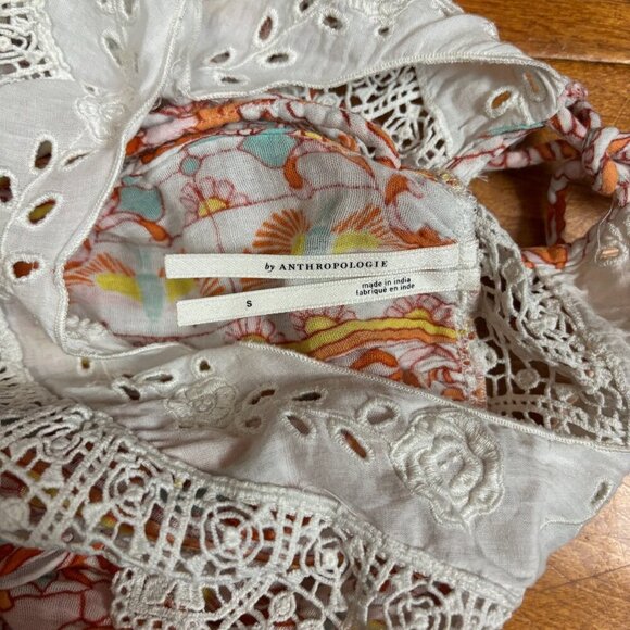 Anthropologie Women Midi Dress Size Sml Oversized Lace Floral Granny Cottagecore - Picture 7 of 14